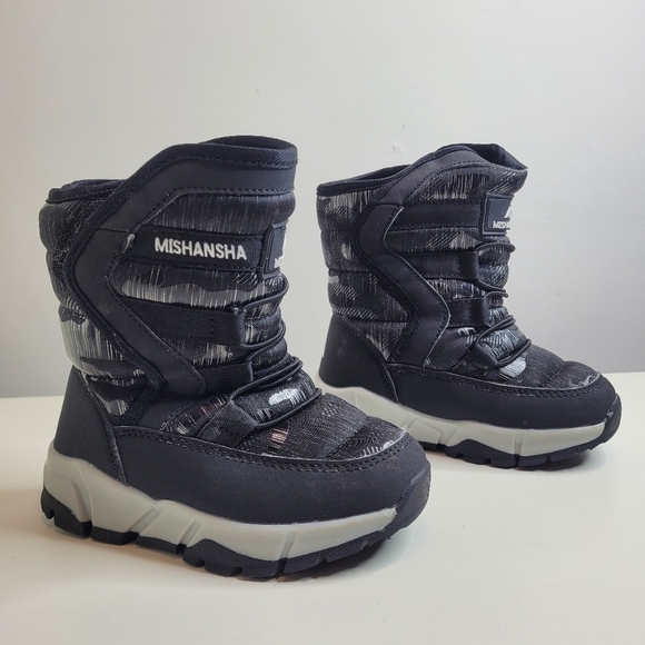 Mishansha Black Waterproof Snowboots Unisex Size 10 Toddlers 27 Euro - Picture 4 of 10